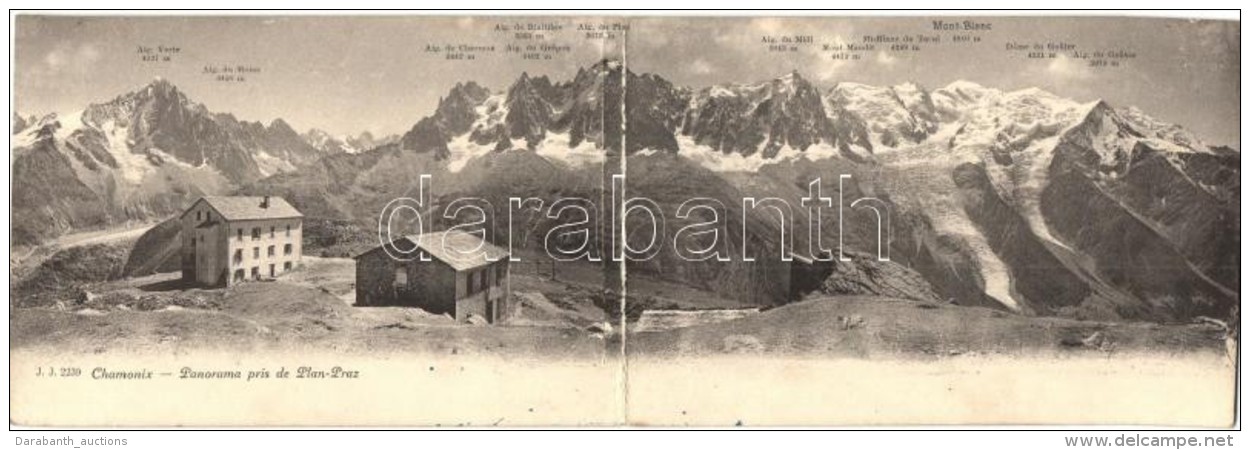 * T2/T3 Chamonix, Mont-Blanc, Panorama Pris De Plan-Praz, Panoramacard (fl) - Non Classificati