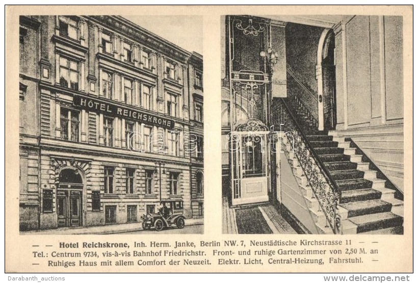 ** T1/T2 Berlin, Hotel Reichskrone; Neust&auml;dtische Kirchstrasse 11. / Hotel, Interior, Automobile - Non Classificati