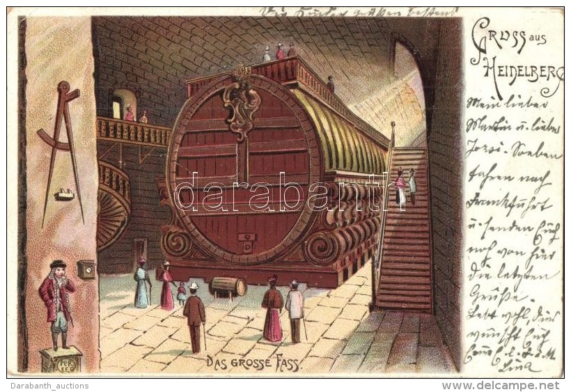 T4 1900 Heidelberg, Das Grosse Fass / Wine Barrel, Interior, Litho (b) - Non Classificati