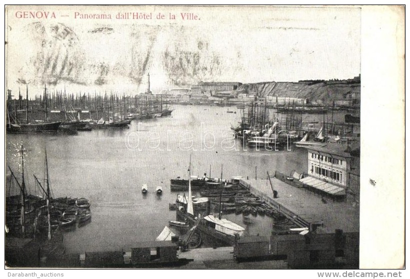 T2/T3 Genova, Genoa; Panorama Dall'Hotel De La Ville / Port (EK) - Non Classificati