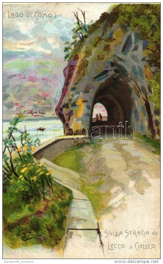 ** T1/T2 Lago Di Como, Sulla Strada Da Lecco A Colico, Litho S: Balaul (?) - Non Classificati