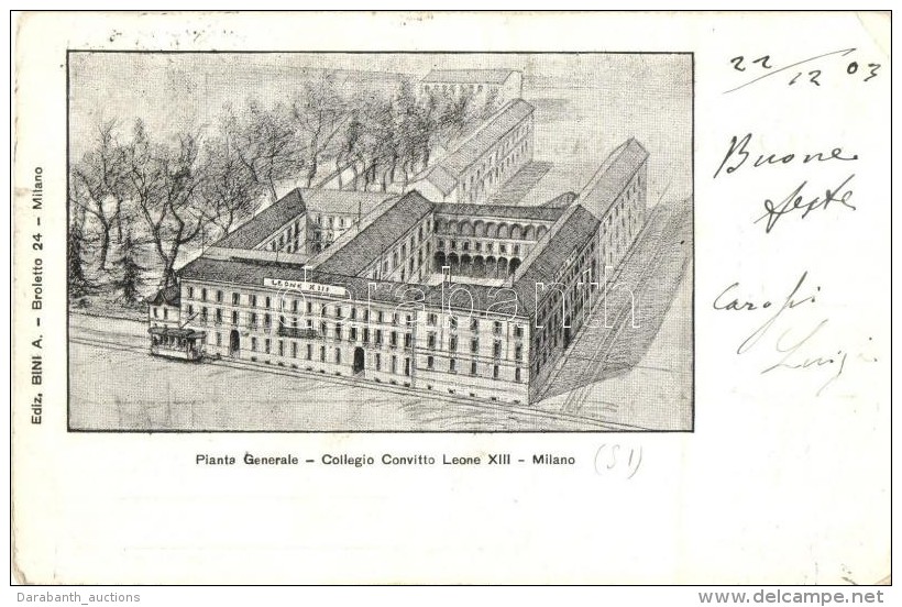 T3 Milan, Milano; Panta Generale, Collegio Convitto Leone XIII / Convict (small Tear) - Non Classificati