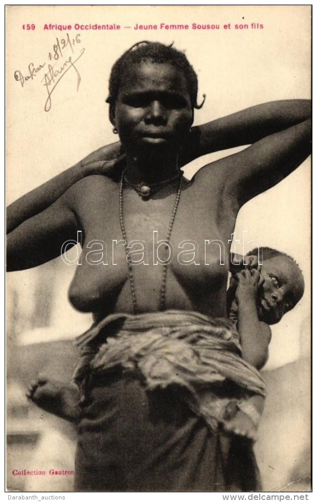 * T2 Afrique Occidentale - Jeune Femme Sousou Et Son Fils / Ethnic Nude, West Africa - Non Classificati