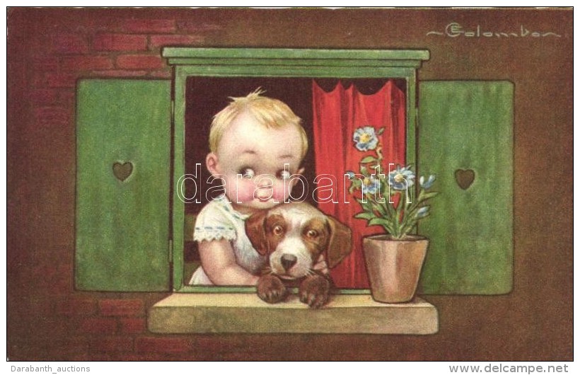 ** T1 Italian Art Postcard, Boy And Dog S: Colombo - Zonder Classificatie