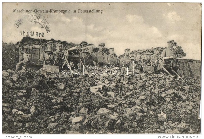 T4 'Maschinen-Gewehr-Kompagnie In Feuerstellung' / WWI German Machine Gun Troops In Firing Position, Artillery,... - Non Classificati