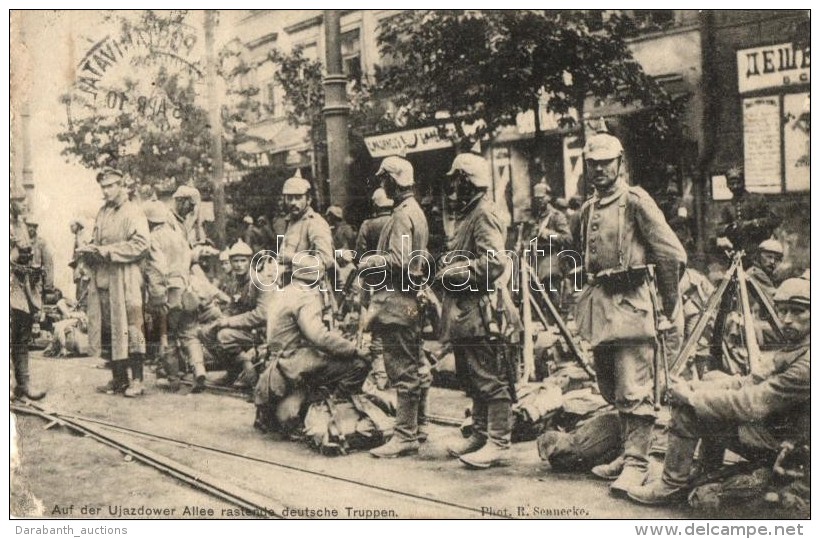 T3 Warsaw, Warszawa, Warschau; Rastende Deutsche Truppen Auf Der Ujazdow-Allee / WWI Resting German Troops  On The... - Non Classificati