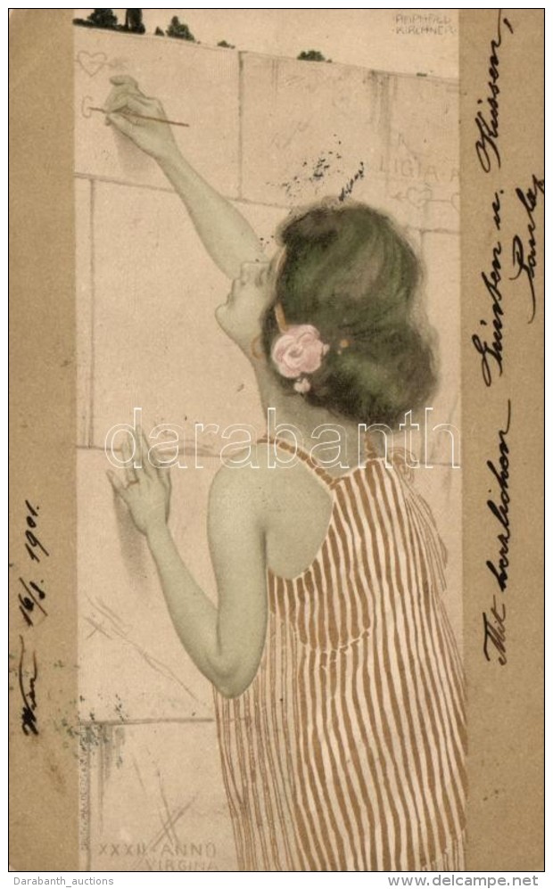 T2/T3 Art Nouveau Litho Postcard / Druck V. Max Herzig S: Raphael Kirchner - Non Classificati