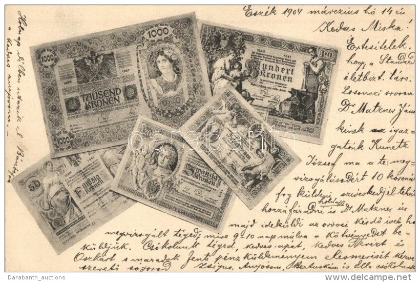 T3 Tausend Kronen, Hundert Kronen, Zwanzig Kronen, F&uuml;nfzig Kronen, Zehn Kronen / Austro-Hungarian Banknotes... - Non Classificati