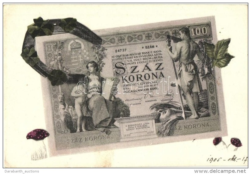 * T2/T3 Sz&aacute;z Korona / Hungarian Banknote With Mushrooms And Horseshoes, Clover (EK) - Non Classificati