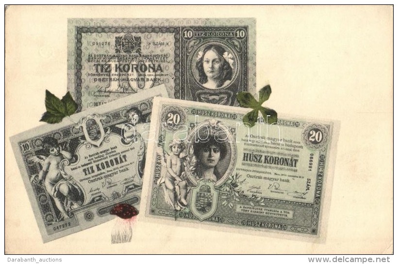 * T2/T3 T&iacute;z Korona, H&uacute;sz Korona / Hungarian Banknotes With Mushroom And Clover (EK) - Non Classificati