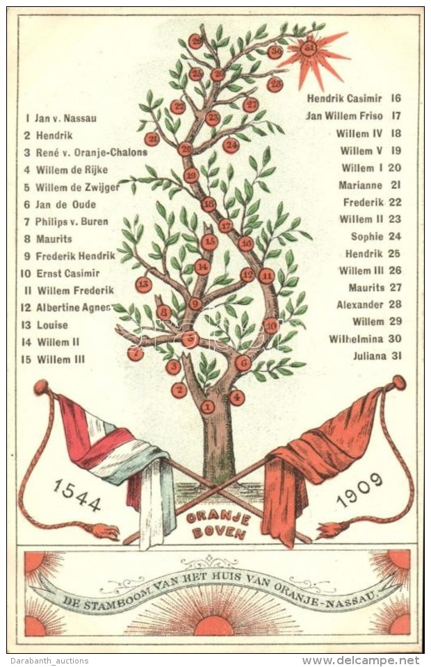 ** T2/T3 1533-1909 Oranje Boven, De Stamboom Van Het Huis Van Oranje-Nassau / Royal Family Tree Of The Netherlands,... - Non Classificati