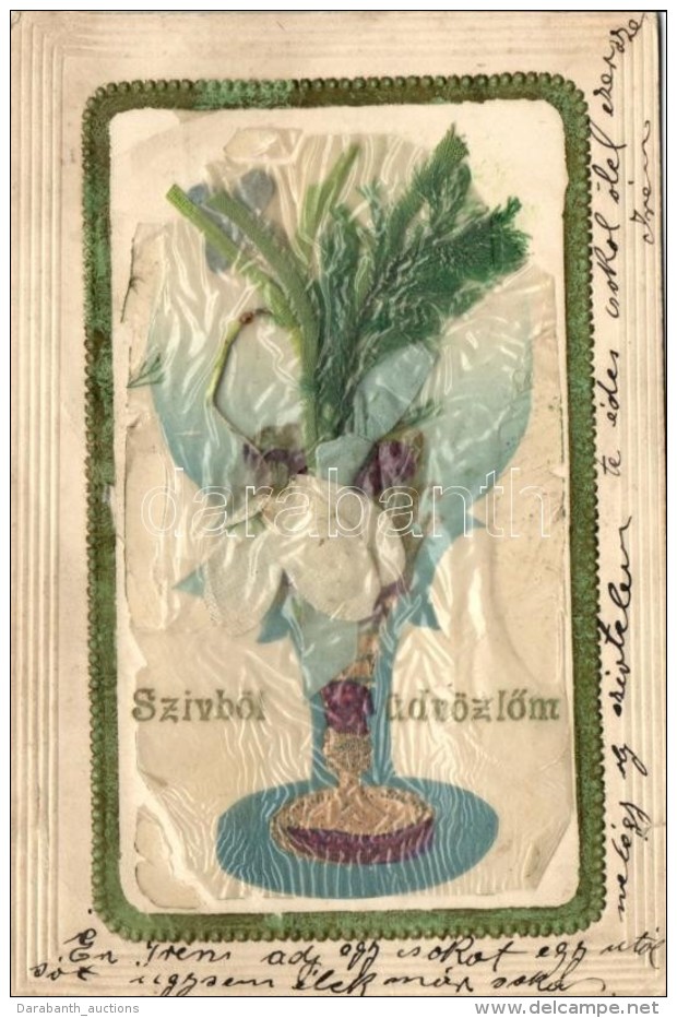 * T2/T3 Decorated Greeting Card, Flower, Emb. - Non Classificati