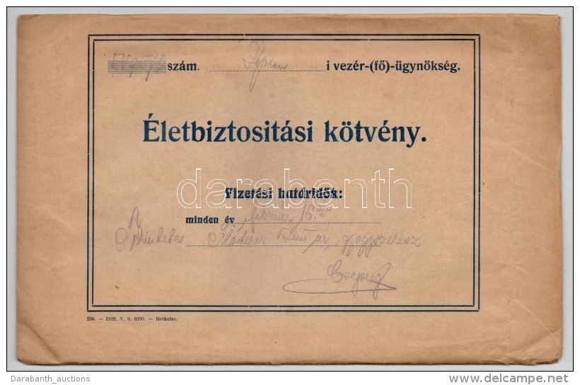 Budapest ~1920. 'Fonciere, Pesti Biztosit&oacute;-int&eacute;zet' N&eacute;vre Sz&oacute;l&oacute; Vegyes... - Zonder Classificatie