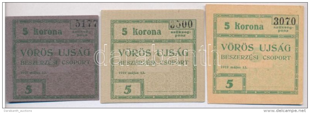 Budapest 1919. 5K 'V&ouml;r&ouml;s Ujs&aacute;g' (3xklf) T:I,I-
Adamo BUC-300.4, BUC-300.4.2, BUC-300.4.4 - Non Classificati