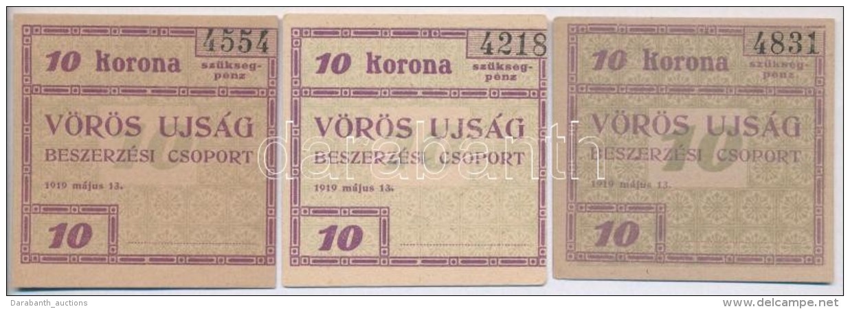 Budapest 1919. 10K 'V&ouml;r&ouml;s Ujs&aacute;g' (3xklf) T:I,I-
Adamo BUC-300.5.3, BUC-300.5.5, BUC-300e - Non Classificati