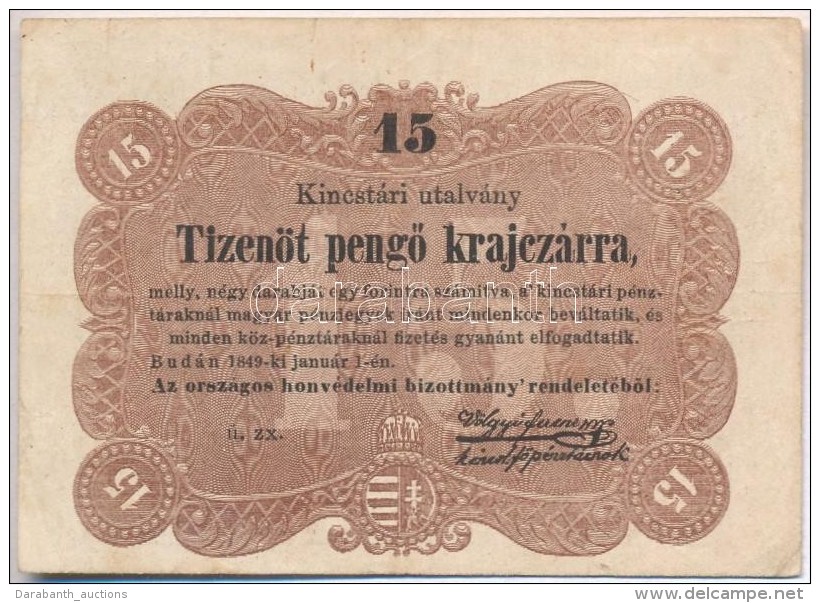 1849. 15kr 'Kossuth Bank&oacute;' 'RENDELET&Eacute;BÅL...' Ut&aacute;n KettÅ‘spont T:III
Adamo G102 - Non Classificati