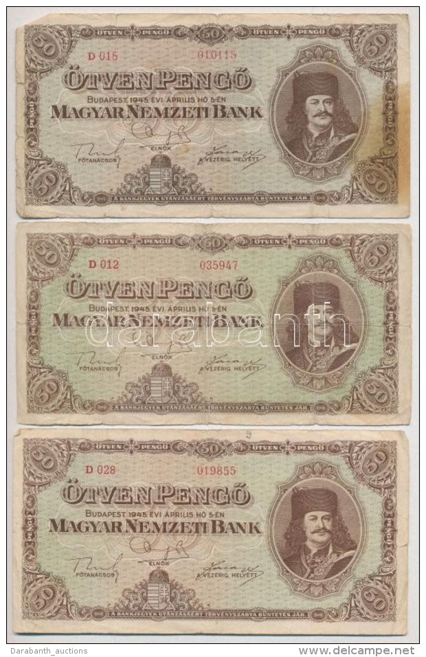 1945. 50P (3x) T:III,III- - Non Classificati