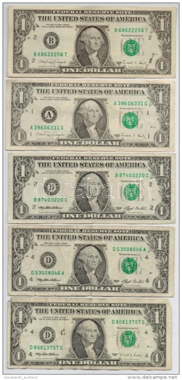 Amerikai Egyes&uuml;lt &Aacute;llamok 1988-1995. 1$ (5x) T:III 
USA 1988-1995. 1 Dollars (5x) C:F - Non Classificati