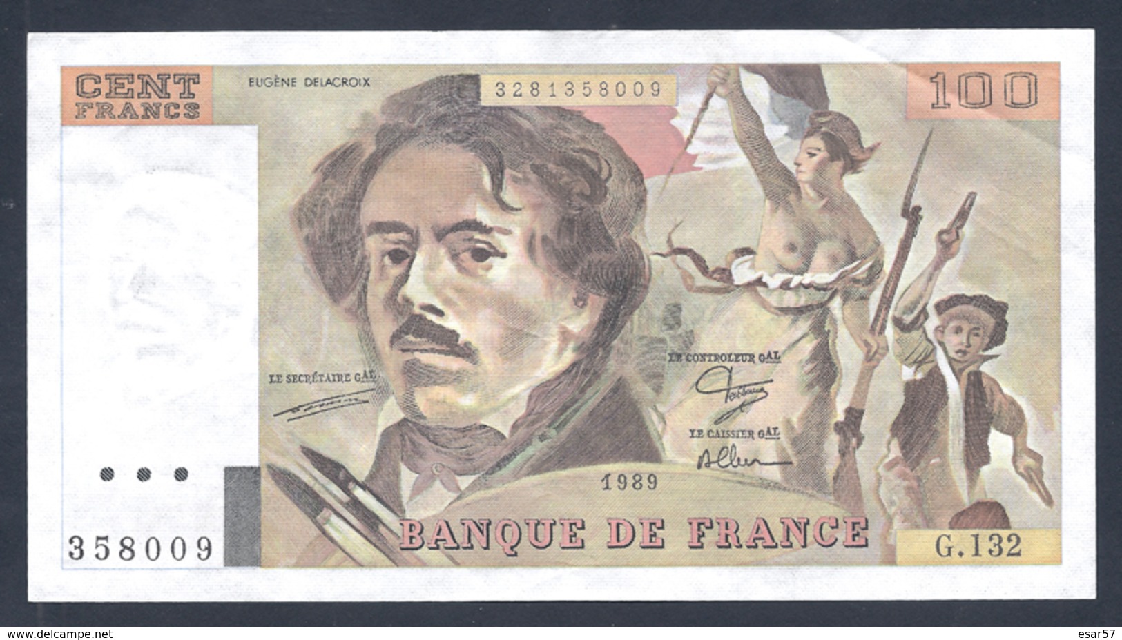 BILLET DE 100 FRANCS "DELACROIX" DE 1989 G.132  F 69 13a - 100 F 1978-1995 ''Delacroix''