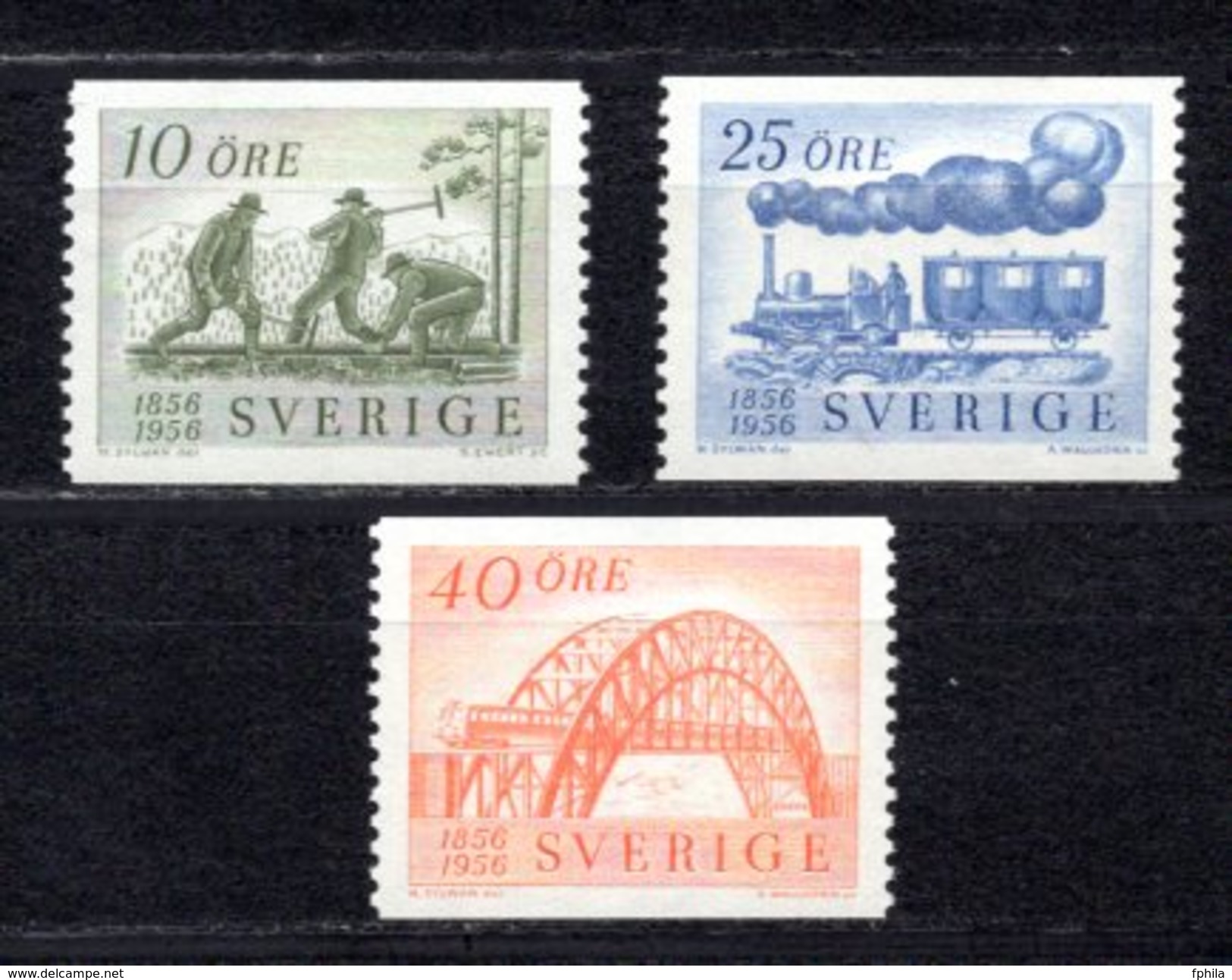 1956 SWEDEN RAILWAY CENTENARY MICHEL: 418-420 MNH ** - Ungebraucht