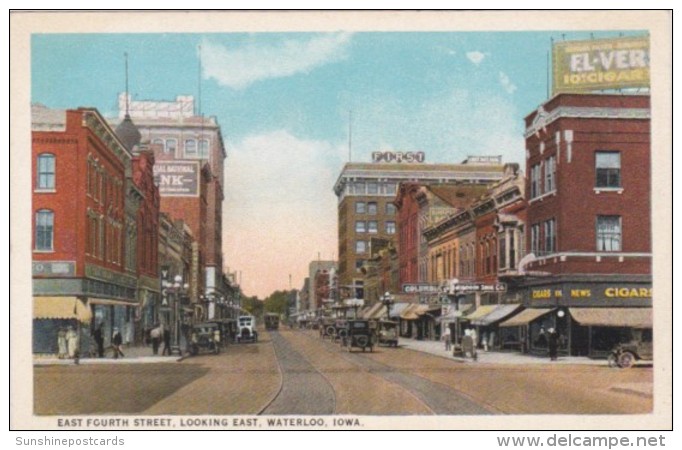 Iowa Waterloo East Fourth Street Looking East Curteich - Waterloo