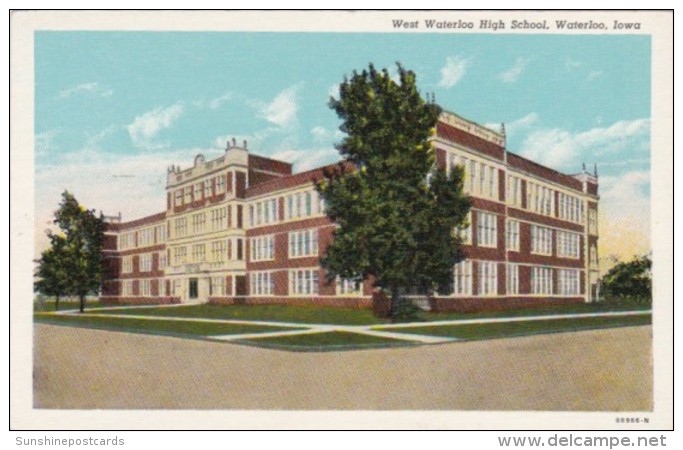 Iowa Waterloo West Waterloo High SchoolEast Fourth Street Looking East Curteich - Waterloo