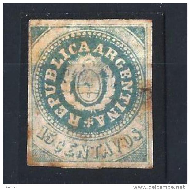 ARGENTINA04) 1862 - 15 Cent. Blue SCOTT 7a MLH - Unused Stamps