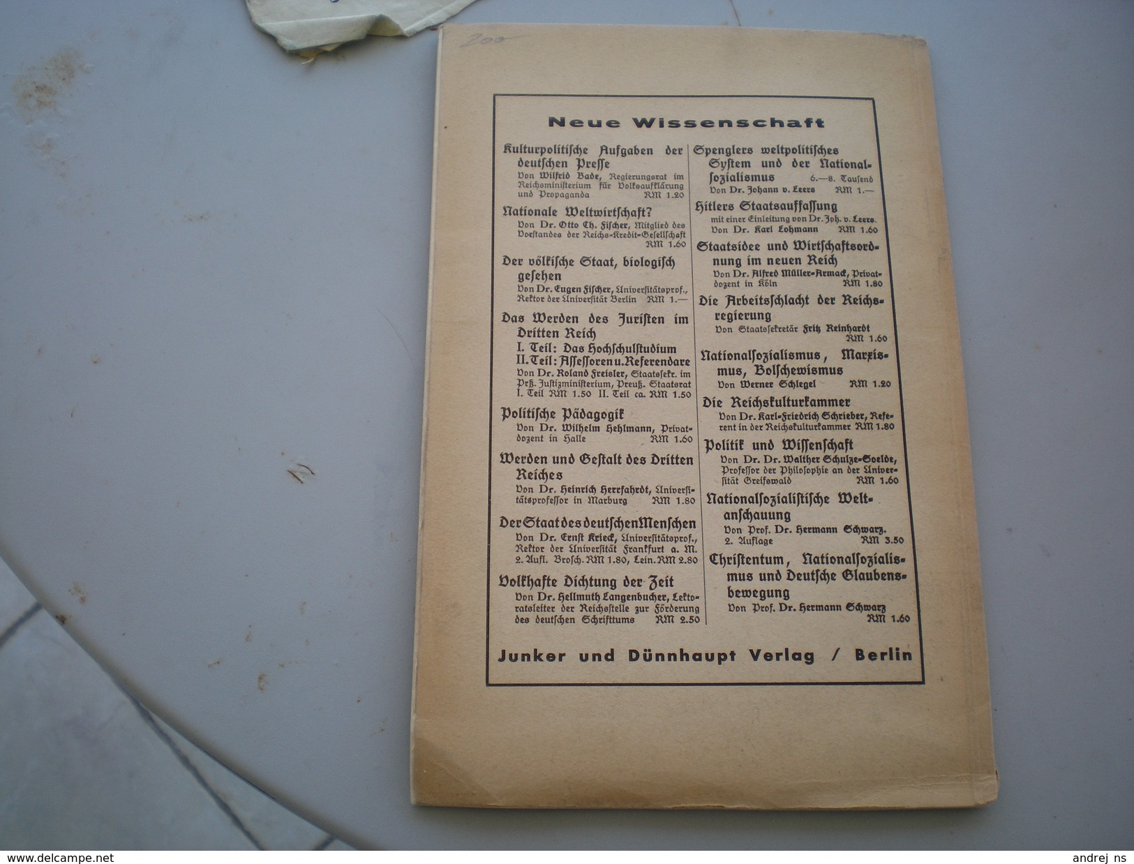 Dr Carl Schmitt Nationalsozialismus Und Volterrecht 29 Pages Berlin 1934 - Alte Bücher