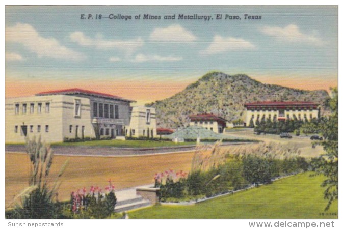 Texas El Paso College Of Mines And Metallurgy Curteich - El Paso