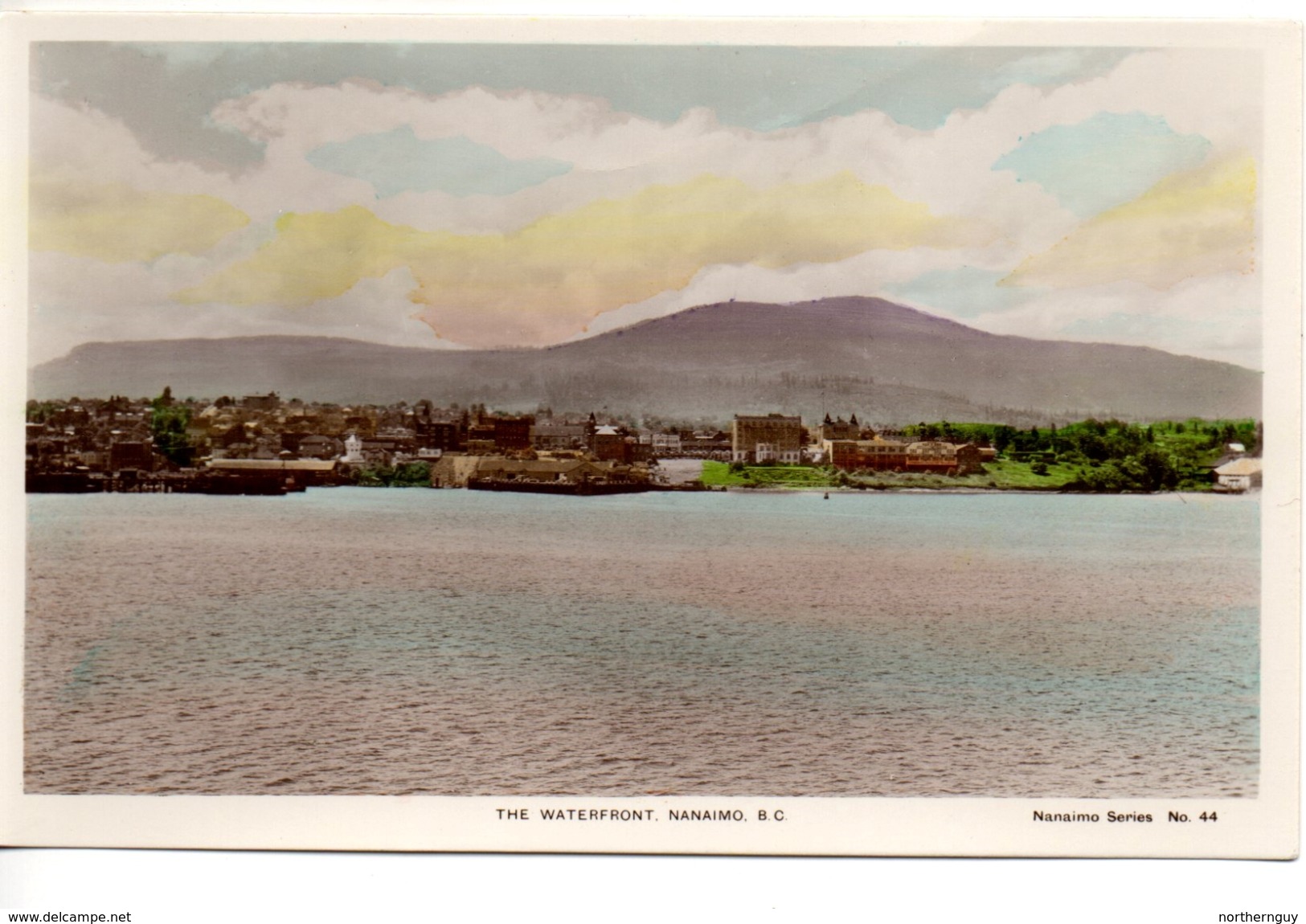 NANAIMO, British Columbia, Canada,  Town & The Waterfront, Old Spalding Hand Colored RPPC - Nanaimo