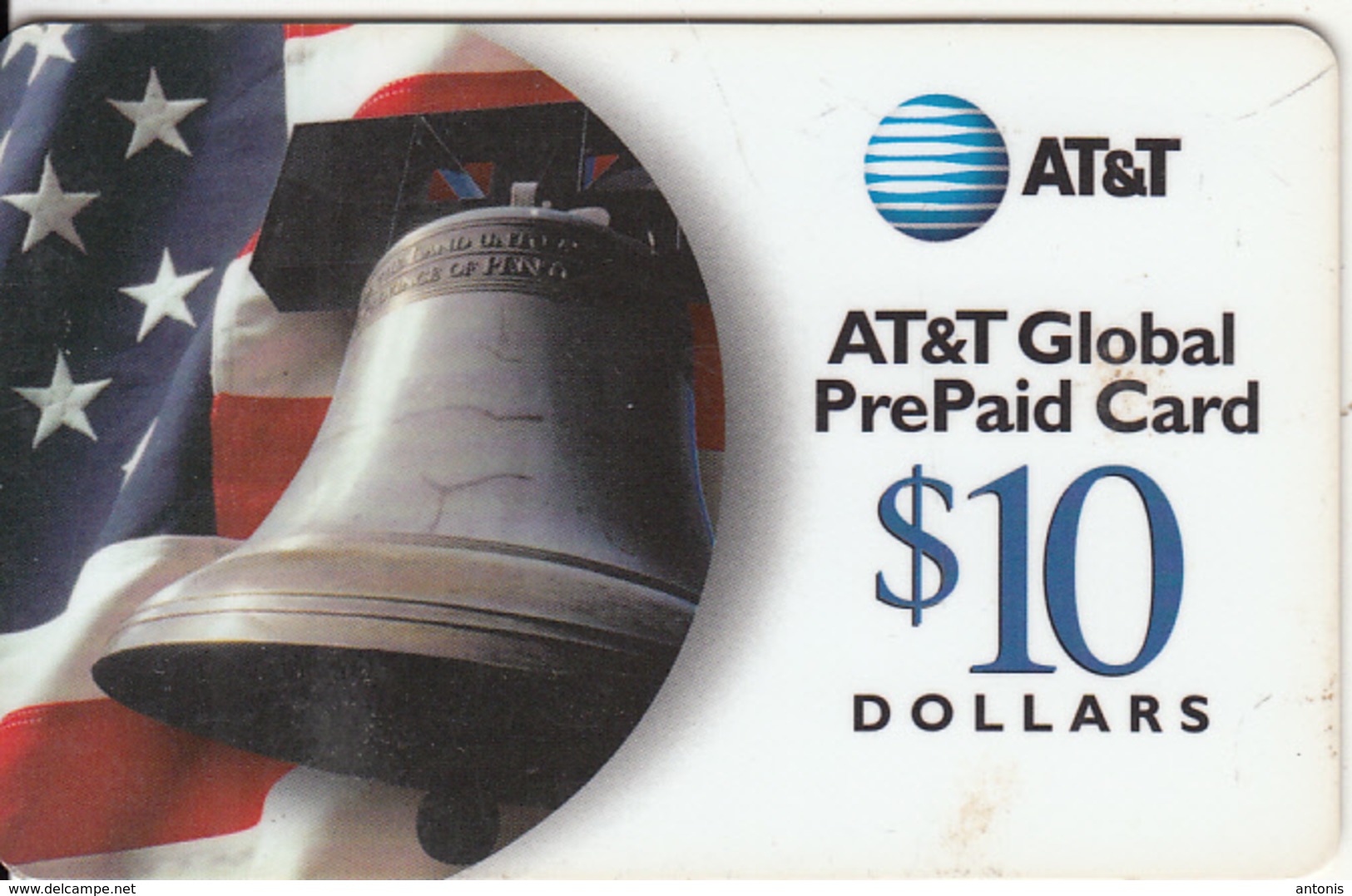 USA(and ALASKA) - Flag & Bell, AT&T Prepaid Card $10, Used - AT&T