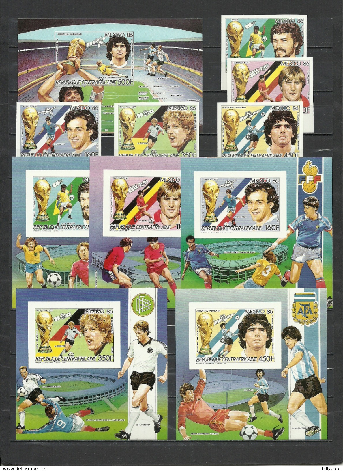 CENTRAL AFRICA     Soccer Football World Cup 1986  5v.+SS+5 Deluxe Sheets  Perf.+imperf. Rare! - 1986 – Mexico