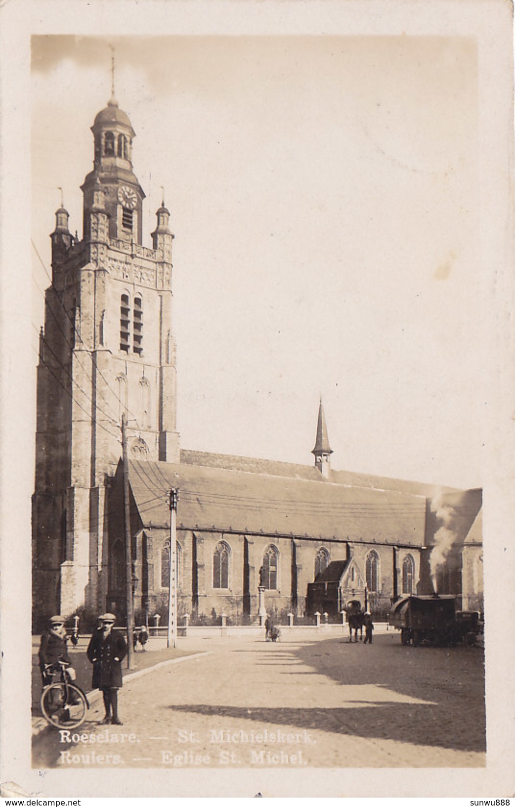 Roeselaere Rousselare Roulers - St Michielskerk (oldtimer Steam, Text Onder Postzegel :o) - Roeselare