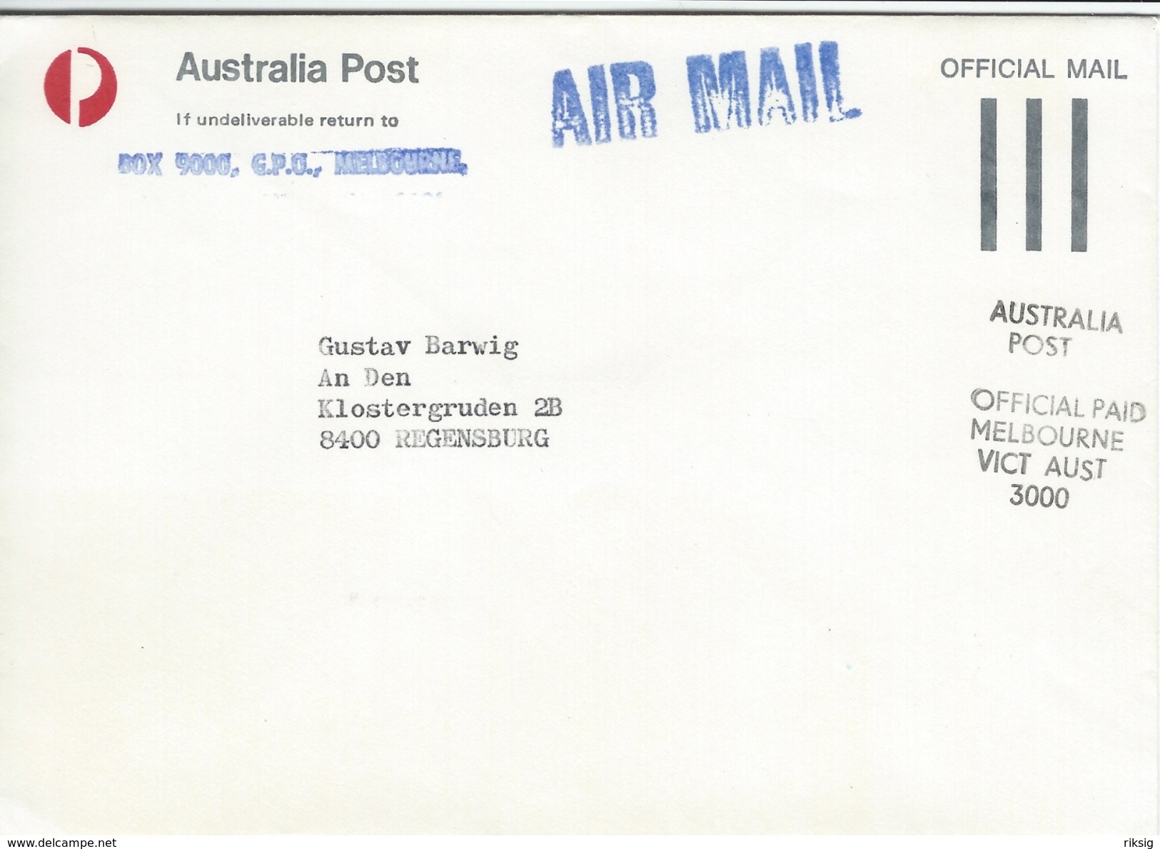 Australia - Official Mail - Airmail.  H-1114 - Brieven En Documenten