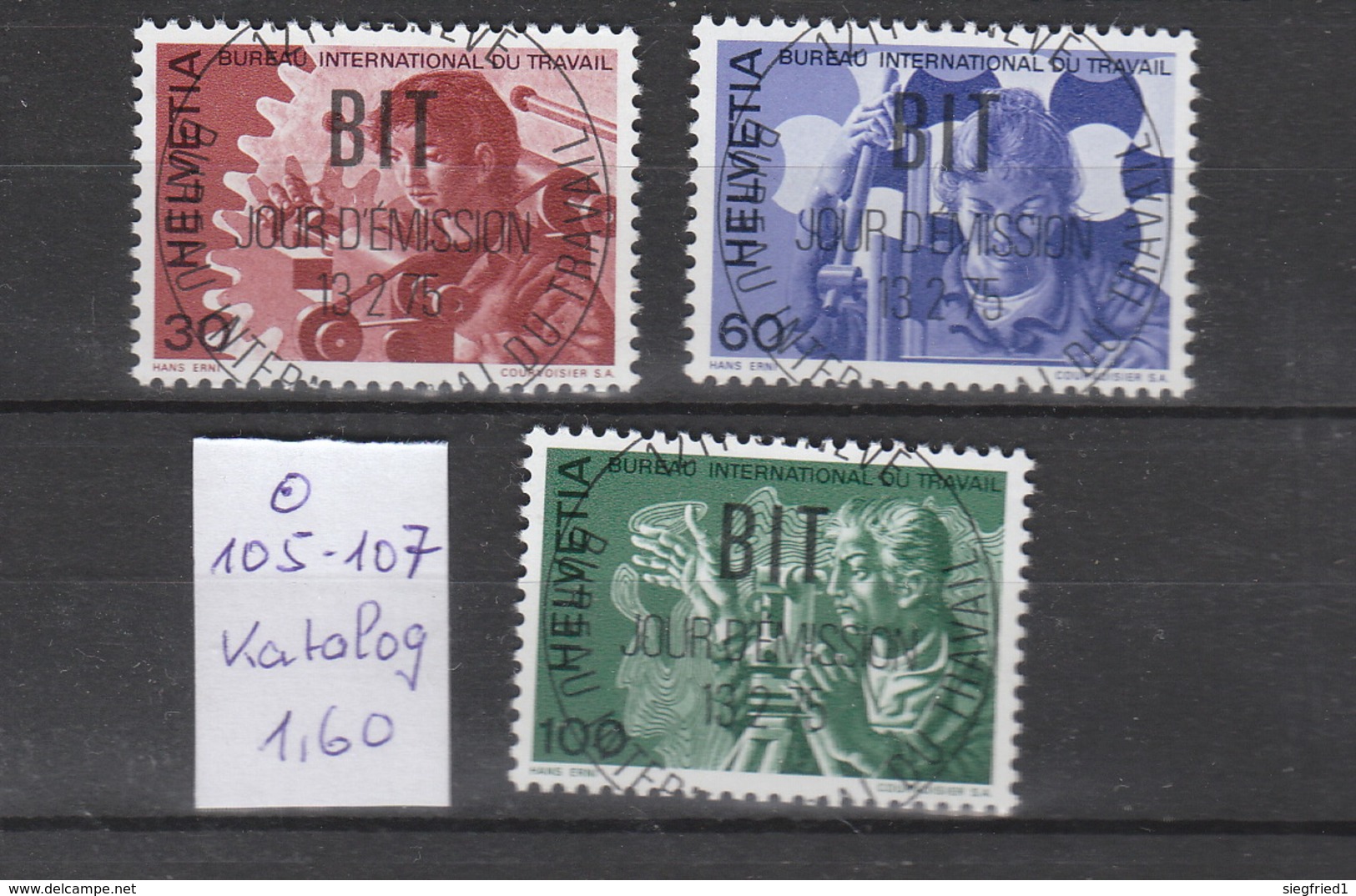 Schweiz  Gestempelt Used  Internationale Organisationen BIT/ILO  100-107  Katalog  4.30 - Used Stamps