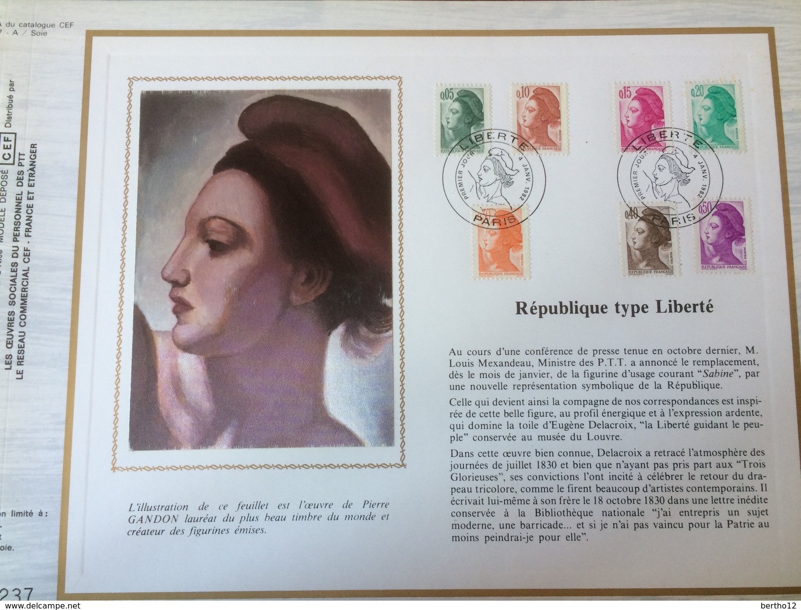 DOCUMENT N ° 437  République Type Liberté - Documents Of Postal Services