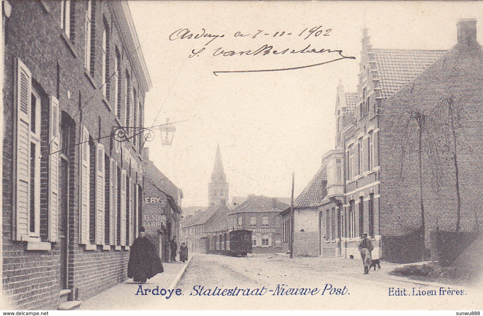 Ardoye - Statiestraat Nieuwe Post (Edit. Lioen Frères, Tram, Tramway, 1902) - Ardooie