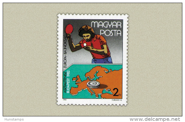 Hungary 1982. Table Tennis Stamp MNH (**) Michel: 3547 / 0.80 EUR - Ungebraucht