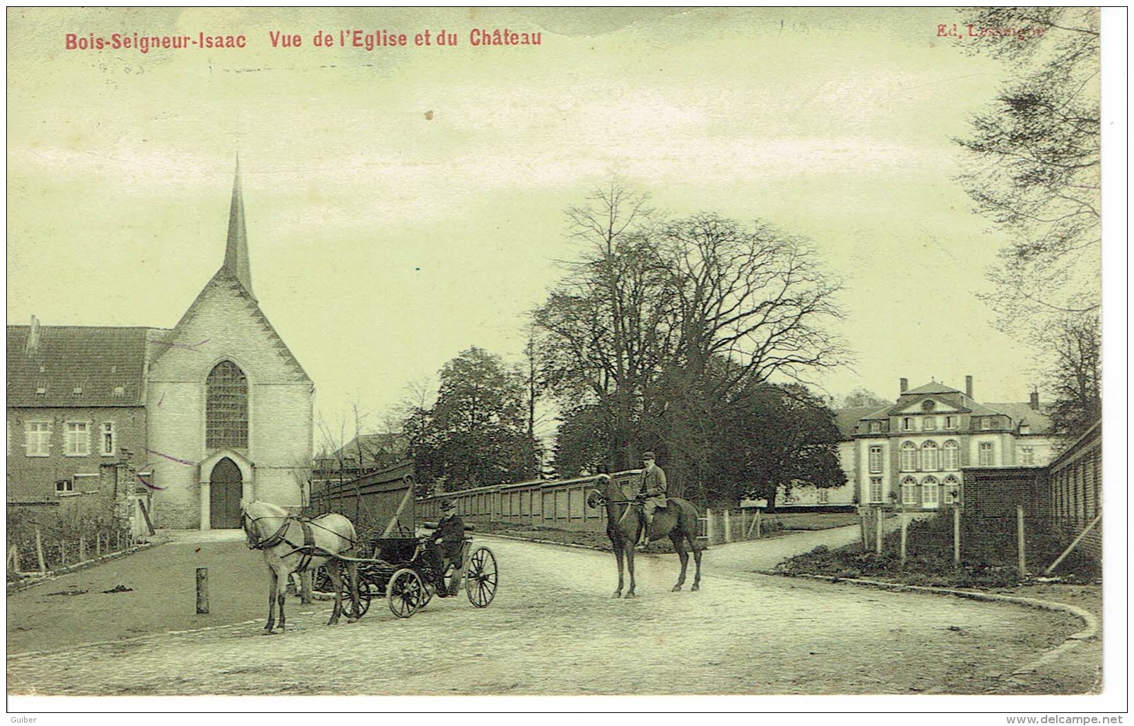 Bois Seigneur Isaac Vue De L'église Et Du Chateau Relais Ophain (manque Le Petit Garcon - Braine-l'Alleud