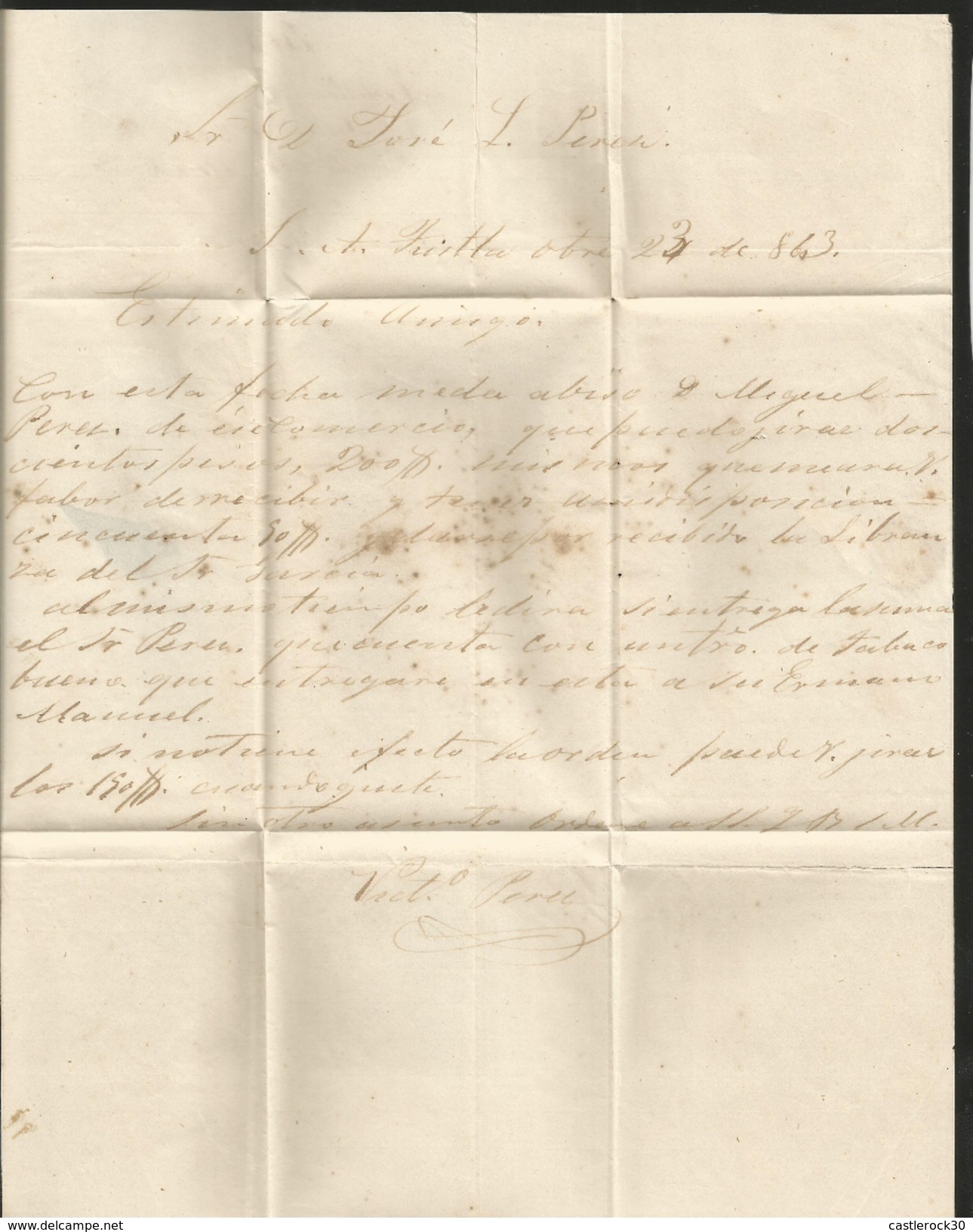 J) 1863 MEXICO, BLACK SEAL, COMPLETE LETTER, CIRCULATED COVER, FROM TUXTLA TO TLACOTALPAN - Mexico