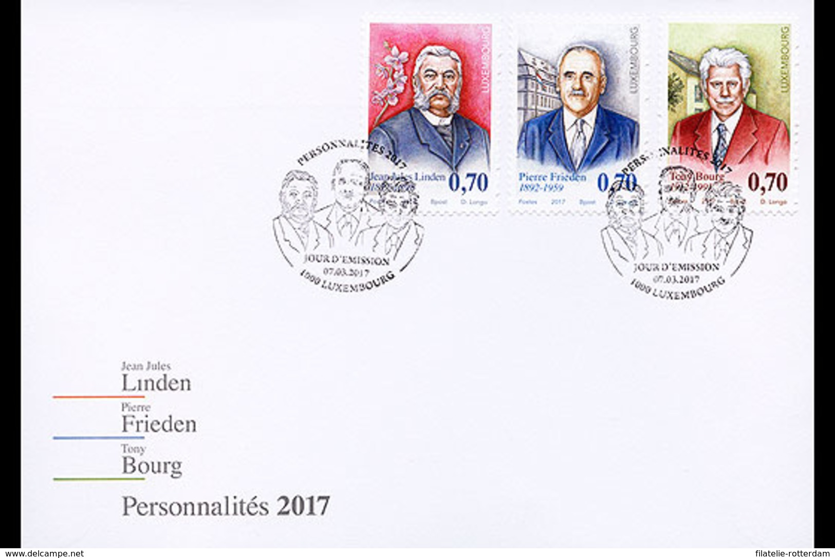 Luxemburg / Luxembourg - FDC Persoonlijkheden 2017 - Ungebraucht