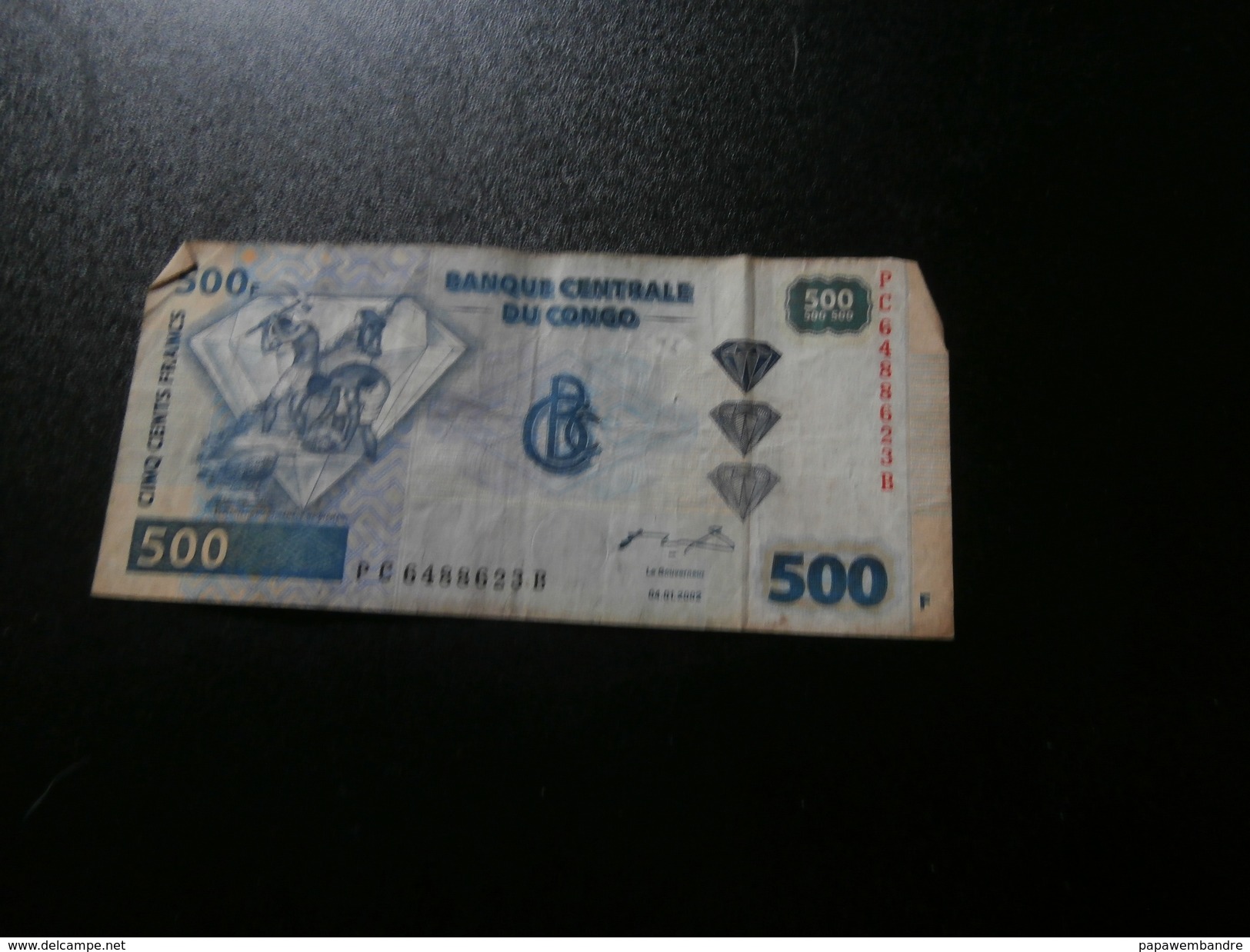 Billet 500 Francs Congolais 04/01/2002 (Exploitation Diamantifère) - République Démocratique Du Congo & Zaïre