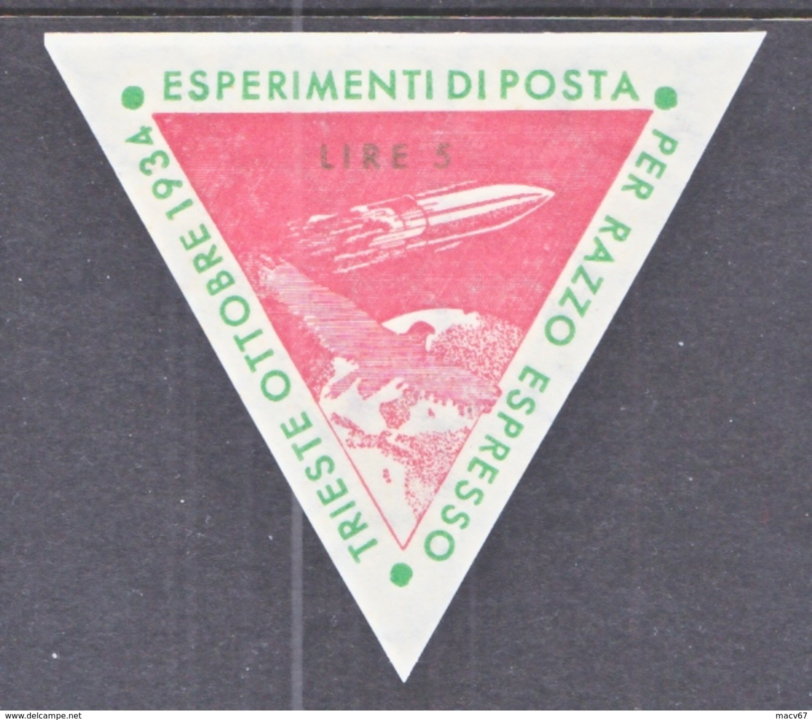 ITALY 1  ZUCKER  ROCKET  MAIL  ITALIA  1  ( TRIESTE )  OCT.  1934 - Airmail