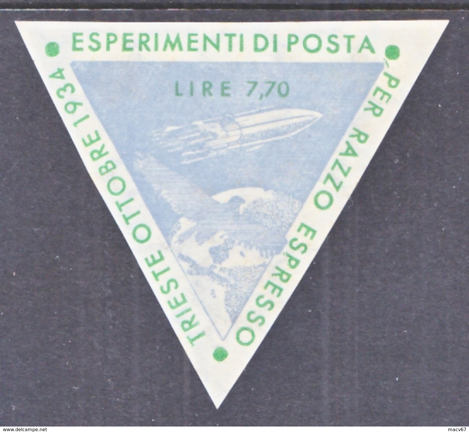 ITALY 2  ZUCKER  ROCKET  MAIL  ITALIA  1  ( TRIESTE )  OCT.  1934 - Airmail