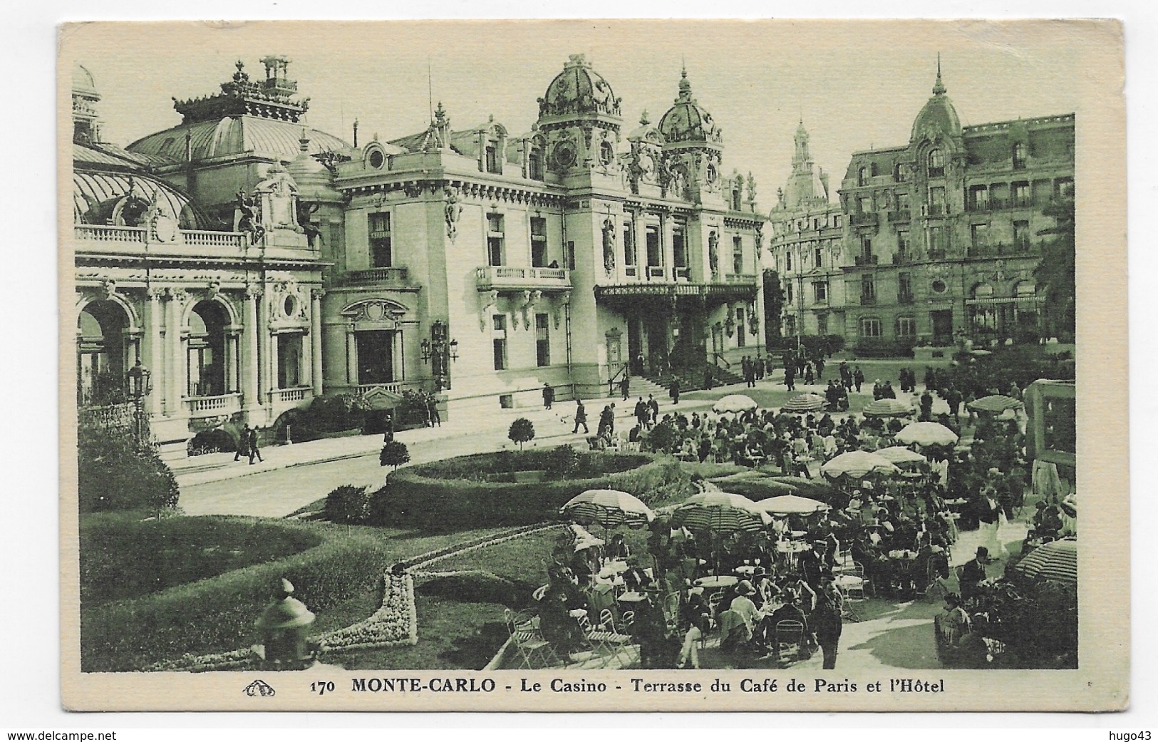 MONTE CARLO - N° 170  - CASINO - TERRASSE DU CAFE DE PARIS ET HOTEL AVEC PERSONNAGES - CPA NON VOYAGEE - Cafés & Restaurants