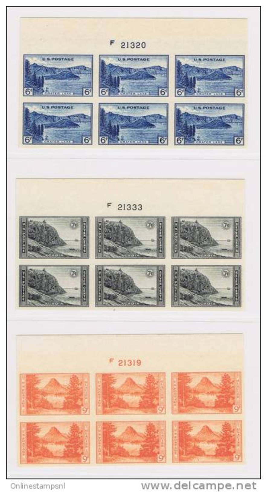 USA: 1934  Mi  364A - 373A Sc 756-65 Not Perforated, National Parcs  Set MNH/**  6 Blocks +sheet Margins - Ongebruikt