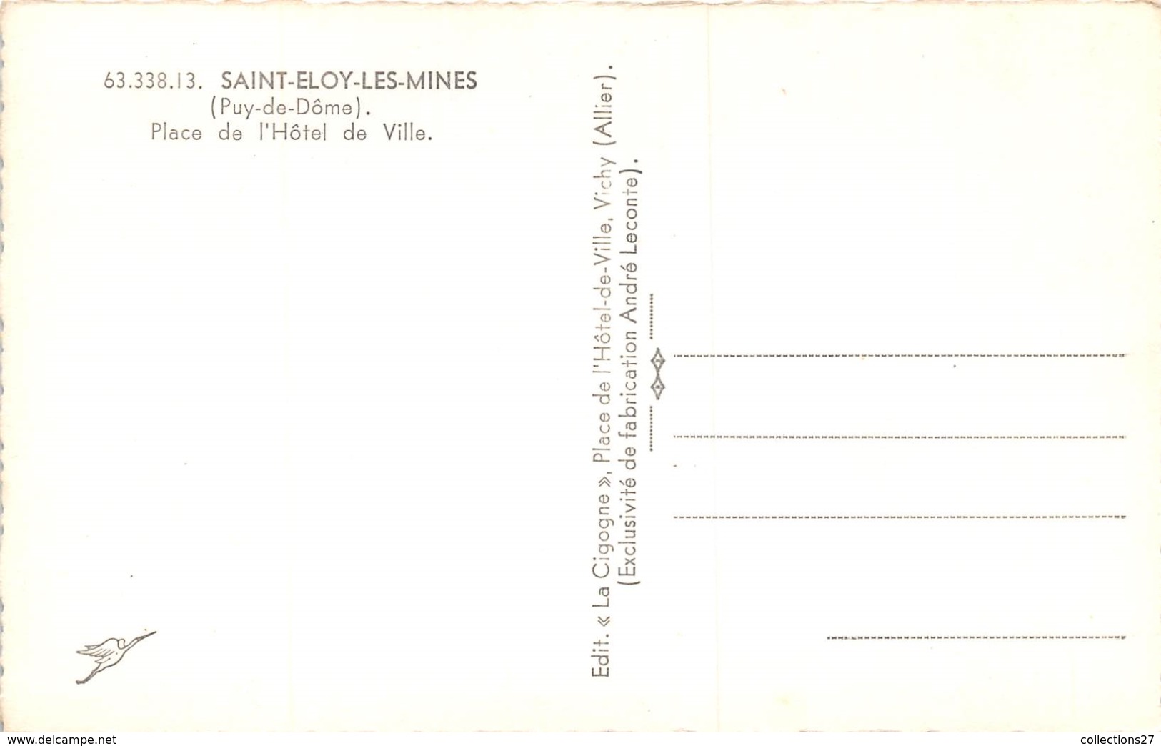 63-SAINT-ELOY-LES-MINES- PLACE DE L'HÔTEL DE VILLE - Saint Eloy Les Mines