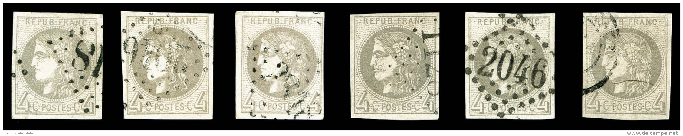 O 4c Report 2, 6 Exemplaires Avec Nuances Differentes, B/TTB      Qualit&eacute;: O - 1870 Bordeaux Printing