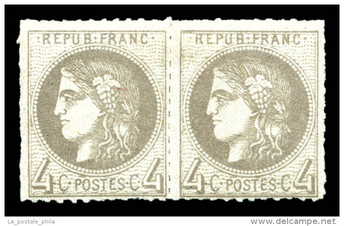 * N&deg;41Bb, 4c Gris-lilas Rep II, Perc&eacute; En Ligne Sur Paire. SUP (certificat)   Cote: 1200 Euros  ... - 1870 Ausgabe Bordeaux