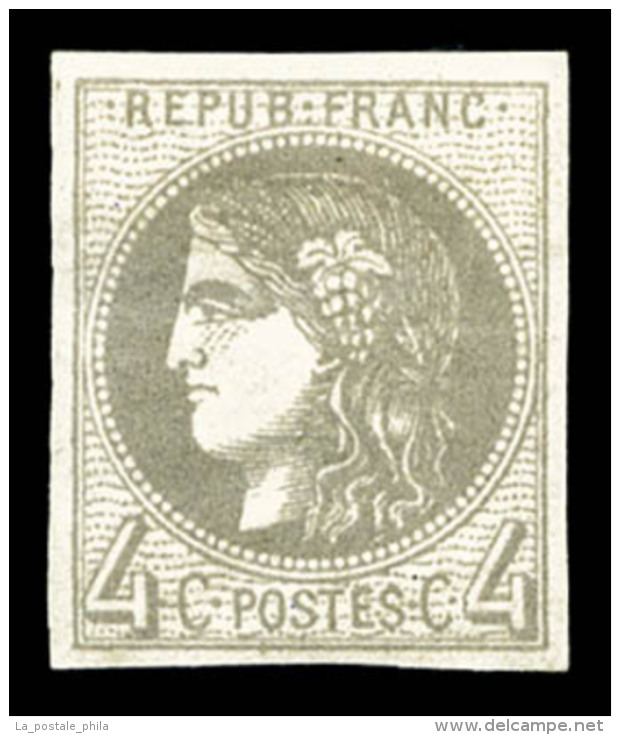 * N&deg;41B, 4c Gris Rep 2, Frais, TTB (certificat)   Cote: 400 Euros   Qualit&eacute;: * - 1870 Ausgabe Bordeaux